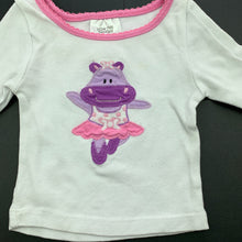 Load image into Gallery viewer, Girls Higgledee, cotton long sleeve top, hippo, FUC, size 000,  