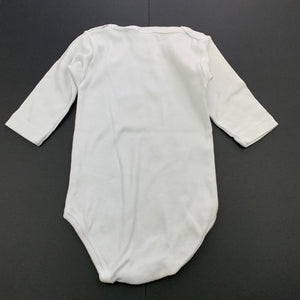 unisex Baby VIP smile, white cotton bodysuit / romper, GUC, size 00,  