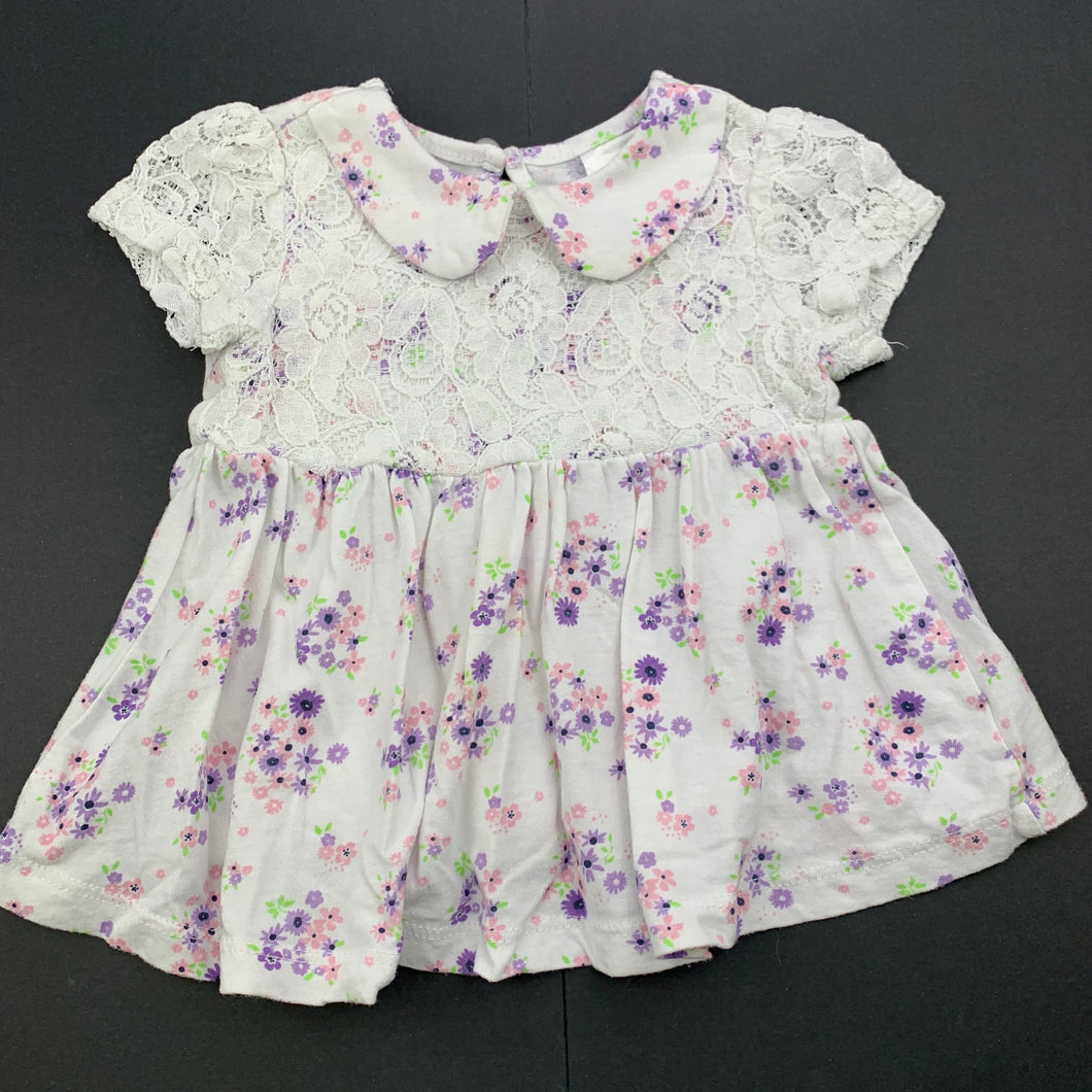 Girls Tiny Little Wonders, floral cotton top, GUC, size 0,  