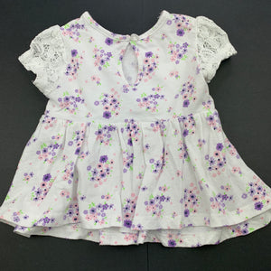 Girls Tiny Little Wonders, floral cotton top, GUC, size 0,  