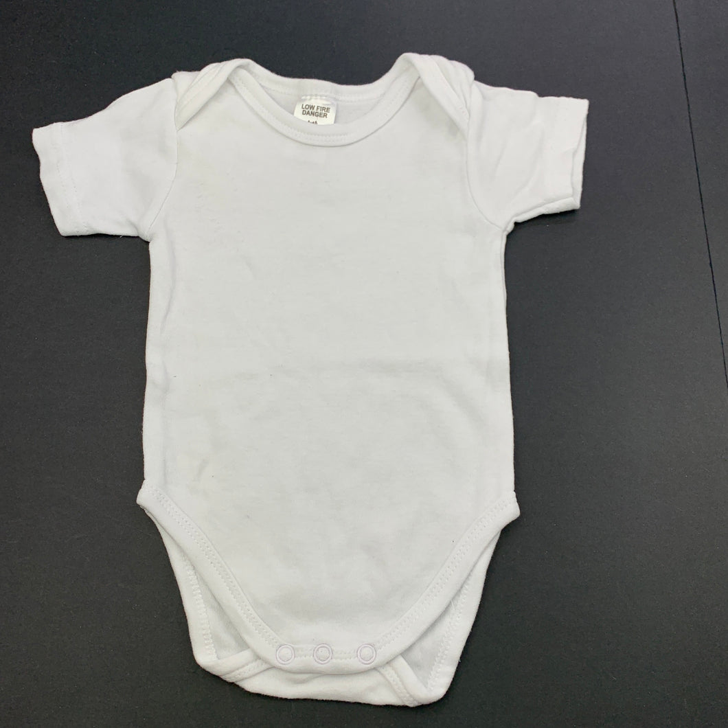 unisex Baby Berry, white cotton bodysuit / romper, FUC, size 00,  
