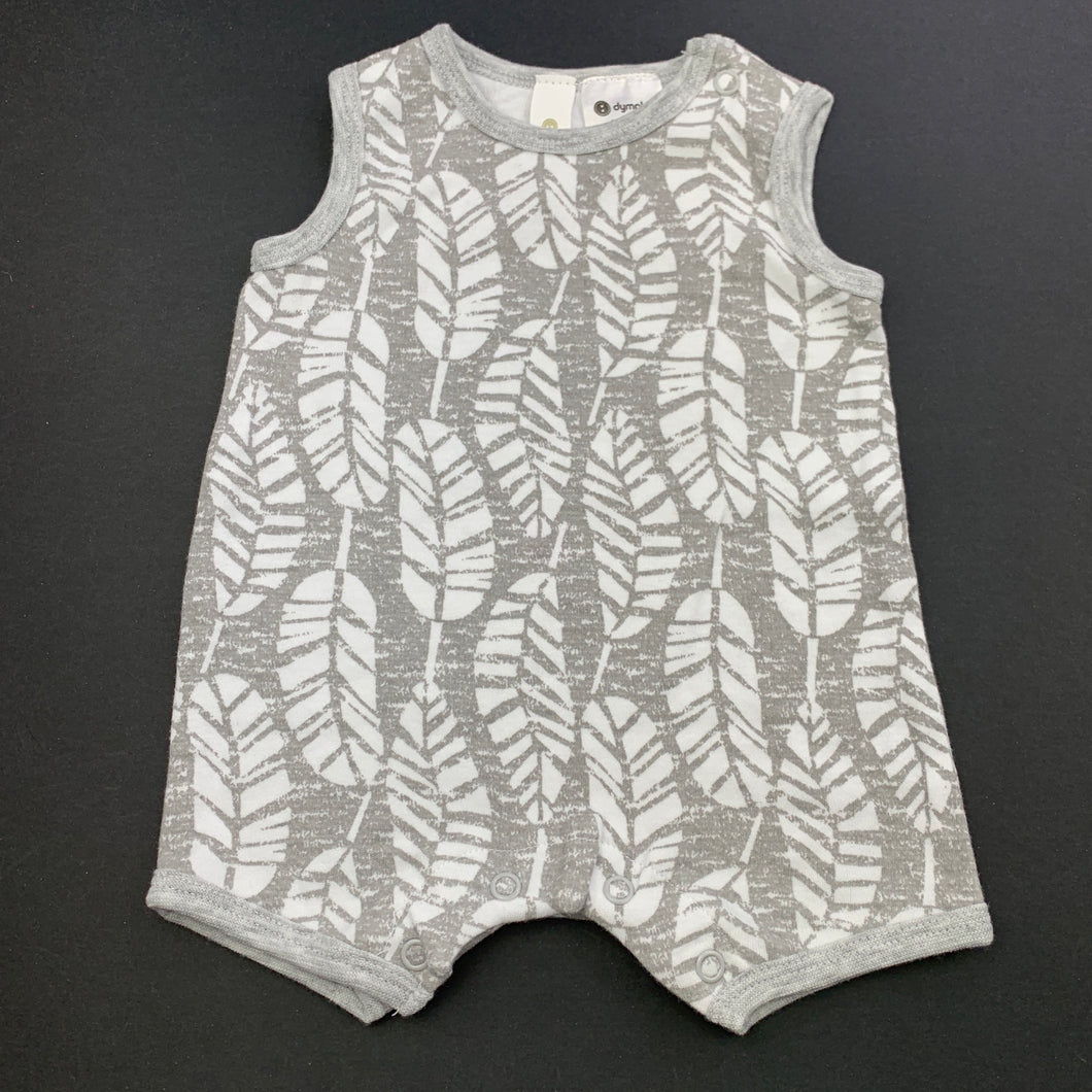 unisex Dymples, grey & white cotton romper, EUC, size 0000,  