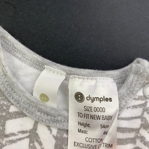unisex Dymples, grey & white cotton romper, EUC, size 0000,  