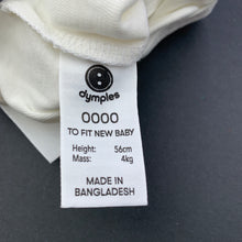 Load image into Gallery viewer, unisex Dymples, cream organic cotton singletsuit / romper, EUC, size 0000,  