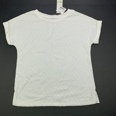 Girls Anko, white cotton t-shirt / top, NEW, size 7,  