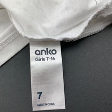 Load image into Gallery viewer, Girls Anko, white cotton t-shirt / top, NEW, size 7,  