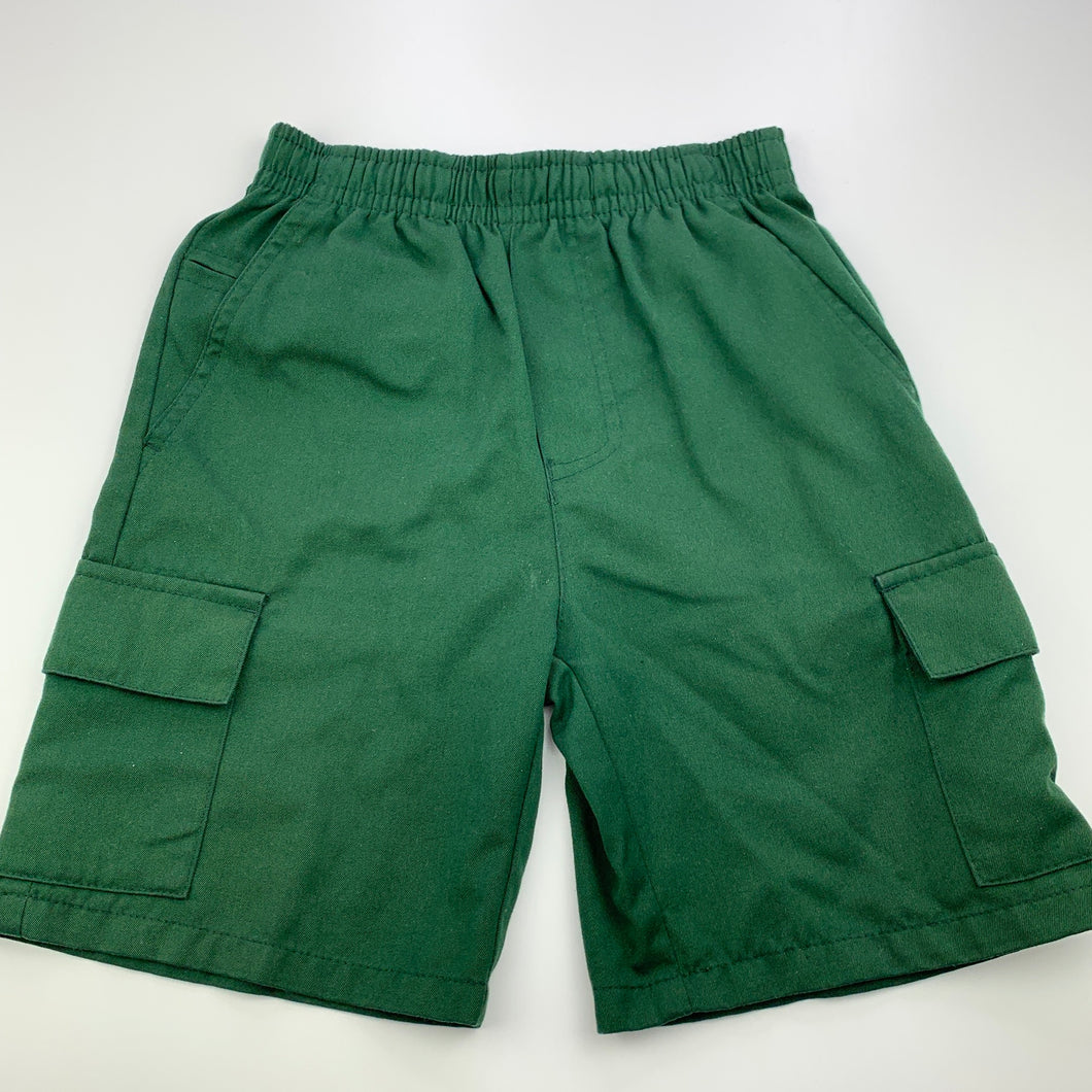 Boys LWR, dark green school cargo shorts, elasticated, FUC, size 4,  