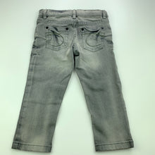Load image into Gallery viewer, Boys Cotton On, grey stretch denim jeans, adjustable, Inside leg: 33cm, GUC, size 2,  