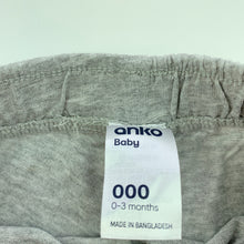 Load image into Gallery viewer, unisex Anko, grey marle shorts, elasticated, EUC, size 000,  