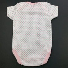 Load image into Gallery viewer, Girls Mini Muffin, pink &amp; grey spot bodysuit / romper, EUC, size 000,  