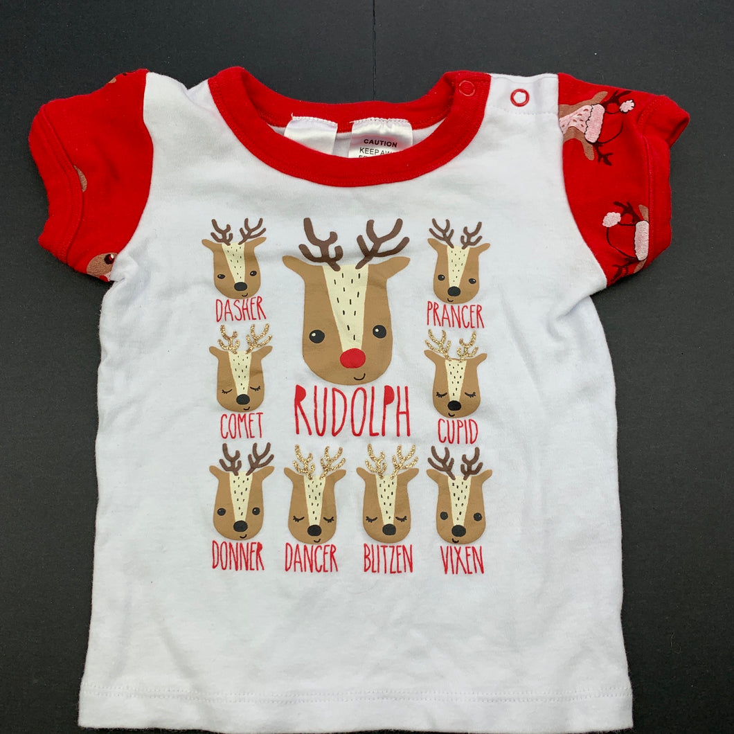 unisex Baby Berry, cotton Christmas pyjama t-shirt / top, EUC, size 1,  