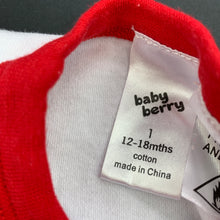 Load image into Gallery viewer, unisex Baby Berry, cotton Christmas pyjama t-shirt / top, EUC, size 1,  