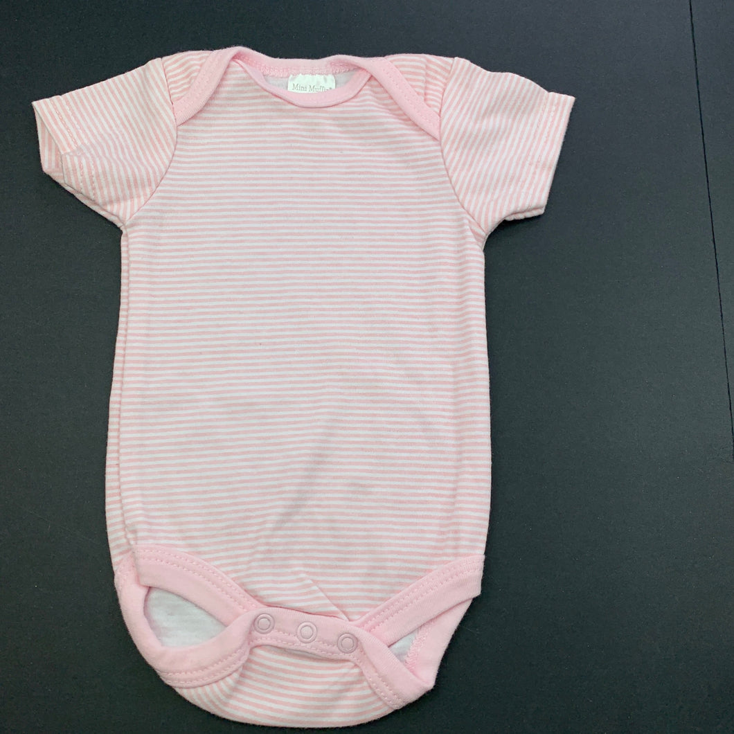 Girls Mini Muffin, pink & white stripe bodysuit / romper, EUC, size 000,  