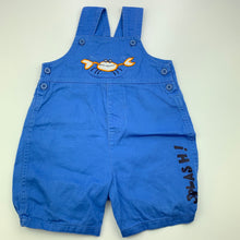 Load image into Gallery viewer, Boys Baby Baby, blue cotton overalls / shortalls, crab, GUC, size 0,  