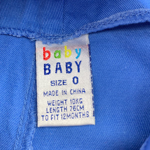 Boys Baby Baby, blue cotton overalls / shortalls, crab, GUC, size 0,  