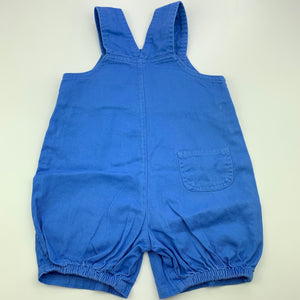 Boys Baby Baby, blue cotton overalls / shortalls, crab, GUC, size 0,  