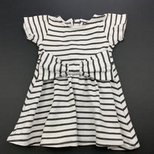 Load image into Gallery viewer, Girls Mango, white &amp; grey stripe party dress, GUC, size 0, L: 38cm