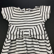 Load image into Gallery viewer, Girls Mango, white &amp; grey stripe party dress, GUC, size 0, L: 38cm