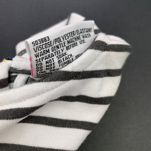Girls Mango, white & grey stripe party dress, GUC, size 0, L: 38cm