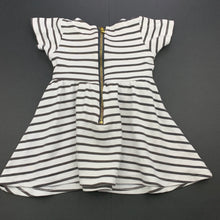 Load image into Gallery viewer, Girls Mango, white &amp; grey stripe party dress, GUC, size 0, L: 38cm