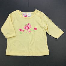Load image into Gallery viewer, Girls H&amp;T, yellow cotton long sleeve top, butterfly, FUC, size 000,  