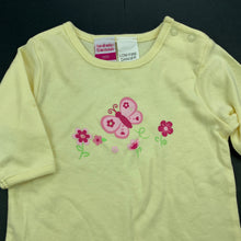 Load image into Gallery viewer, Girls H&amp;T, yellow cotton long sleeve top, butterfly, FUC, size 000,  