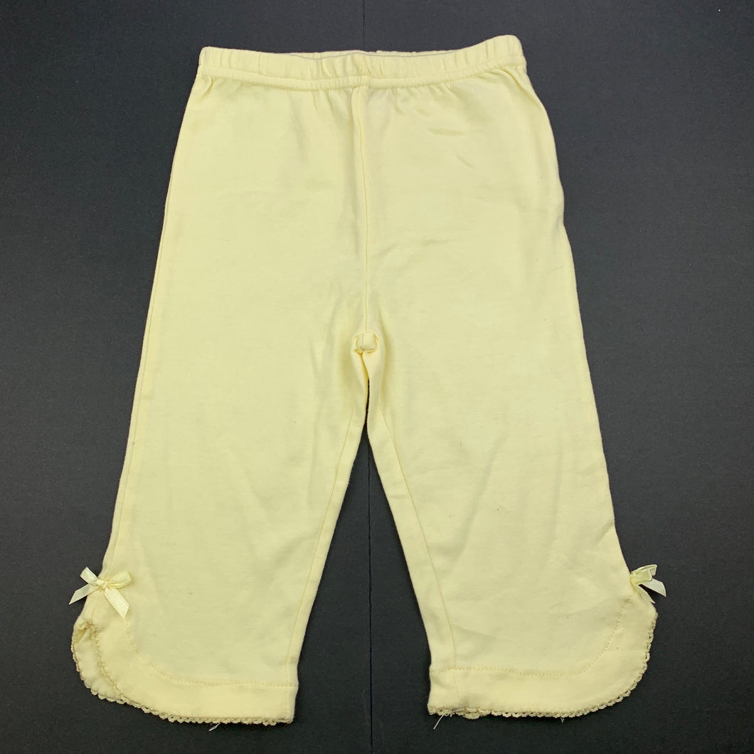 Girls H&T, yellow cotton pants, elasticated, FUC, size 0,  
