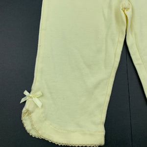 Girls H&T, yellow cotton pants, elasticated, FUC, size 0,  