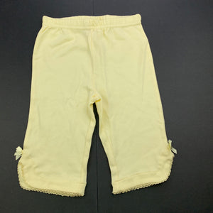 Girls H&T, yellow cotton pants / bottoms, elasticated, EUC, size 00,  