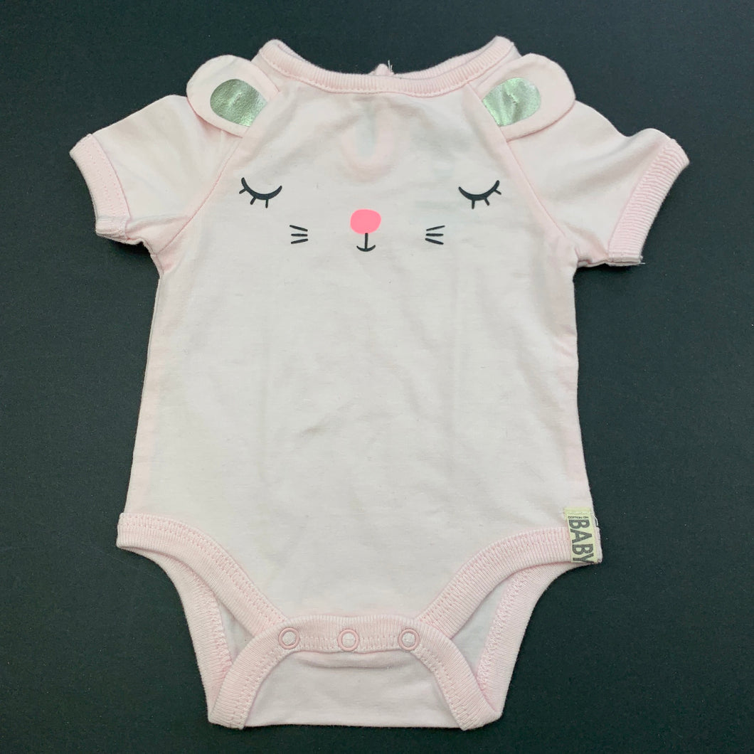Girls Cotton On, pink bodysuit / romper, care labels removed, EUC, size 0000,  