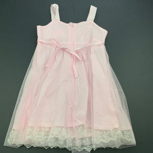Girls Wonderful, pink & white spot lightweight party dress, GUC, size 2, L: 49cm