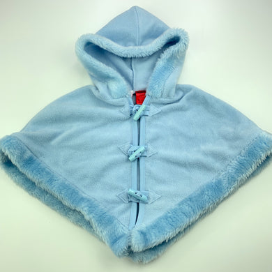 Girls Kids Stuff, blue fleece hooded poncho / jacket, EUC, size 0-2,  