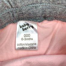 Load image into Gallery viewer, Girls Baby Berry, pink &amp; grey leggings / bottoms, EUC, size 000,  
