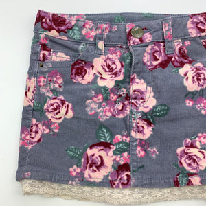 Girls H&M, floral stretch corduroy skirt, adjustable, L: 23cm, EUC, size 2,  