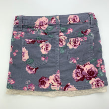 Load image into Gallery viewer, Girls H&amp;M, floral stretch corduroy skirt, adjustable, L: 23cm, EUC, size 2,  
