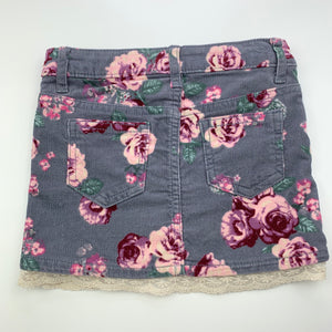 Girls H&M, floral stretch corduroy skirt, adjustable, L: 23cm, EUC, size 2,  