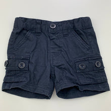 Load image into Gallery viewer, Boys Pumpkin Patch, navy stretch cotton cargo shorts, adjustable, GUC, size 000,  