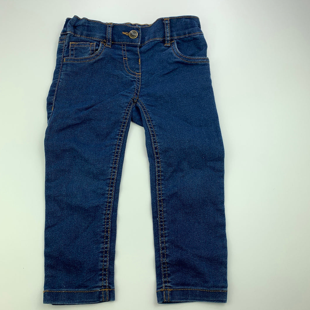 Girls H&T, lightweight stretch denim jeans, adjustable, Inside leg: 33cm, GUC, size 2,  