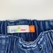 Load image into Gallery viewer, unisex Higgledee, stretch knit denim pants, elasticated, GUC, size 00,  