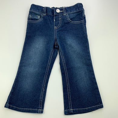 Girls H&T, blue stretch denim jeans, adjustable, Inside leg: 27.5cm, GUC, size 1,  