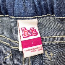 Load image into Gallery viewer, Girls H&amp;T, blue stretch denim jeans, adjustable, Inside leg: 27.5cm, GUC, size 1,  