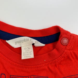 Boys Pumpkin Patch, red cotton t-shirt / top, monsters, EUC, size 000,  