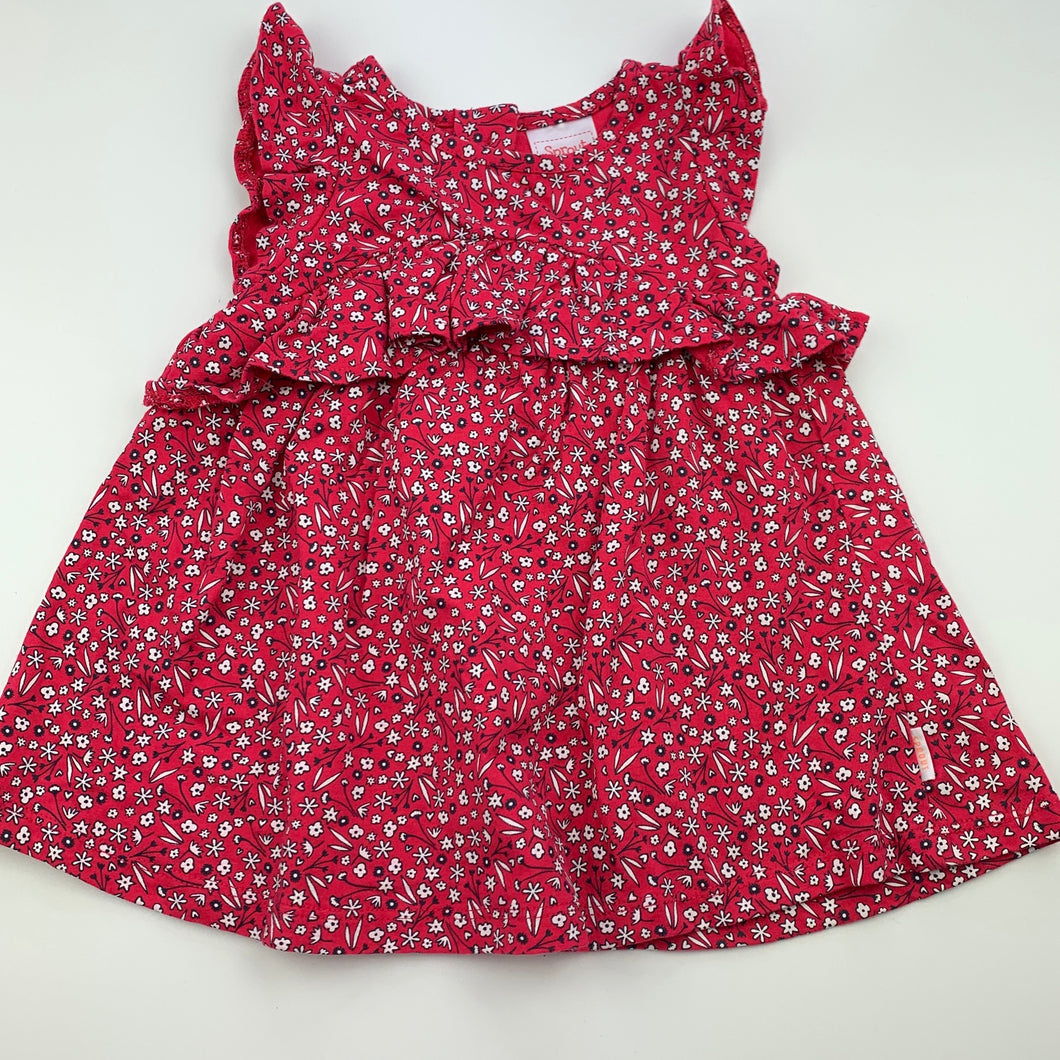 Girls Sprout, floral cotton casual dress, EUC, size 00, L: 37cm