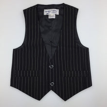 Load image into Gallery viewer, Boys Denis Tang Fashion, black pin stripe formal / wedding vest, EUC, size 00