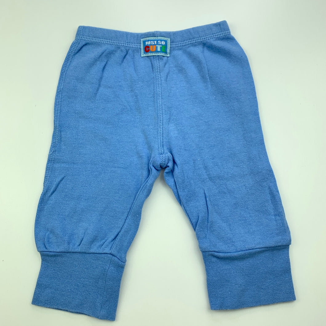 Boys Teeny Weeny, blue cotton pants / bottoms, elasticated, FUC, size 000,  