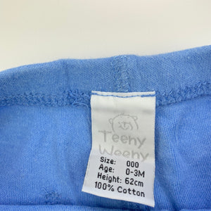 Boys Teeny Weeny, blue cotton pants / bottoms, elasticated, FUC, size 000,  