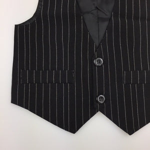 Boys Denis Tang Fashion, black pin stripe formal / wedding vest, EUC, size 00