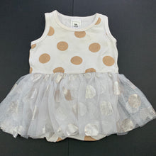 Load image into Gallery viewer, Girls Kids &amp; Co, white, gold &amp; silver tutu romper, FUC, size 000,  