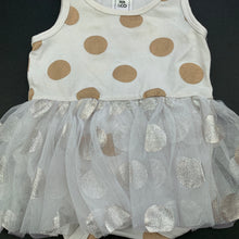 Load image into Gallery viewer, Girls Kids &amp; Co, white, gold &amp; silver tutu romper, FUC, size 000,  