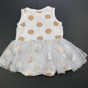 Girls Kids & Co, white, gold & silver tutu romper, FUC, size 000,  